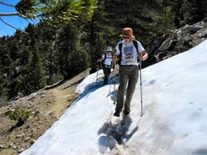 Traversing a Snow Bank on Cucamonga Peak