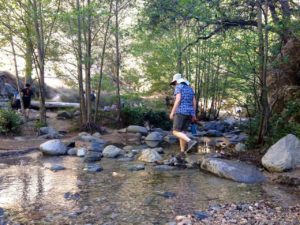 Crossing the creek in Eaton Canyon