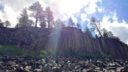 Viewing the Devils Postpile from below