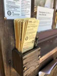 Self registration envelopes at the Pantoll visitor center