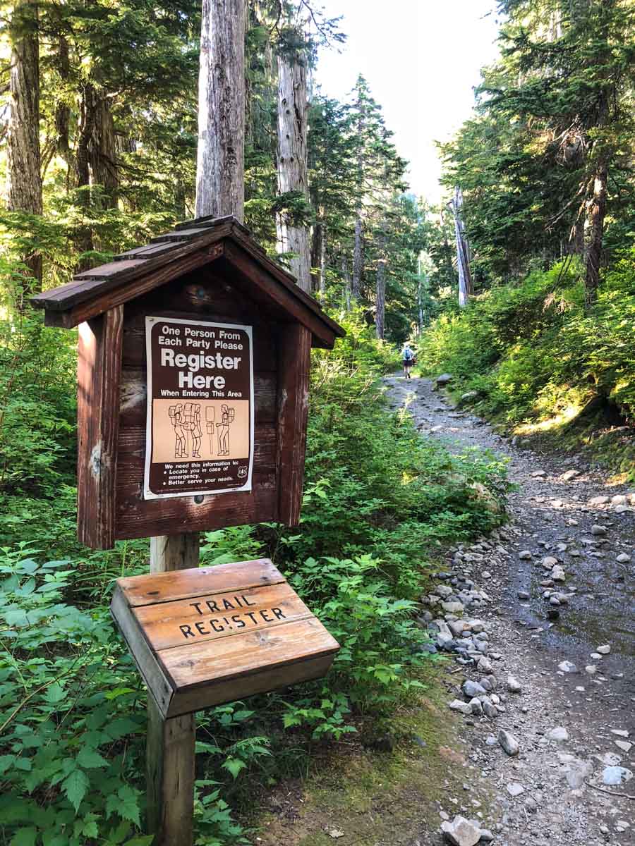 Sign the Mount Pilchuck Trail Register before starting your hike