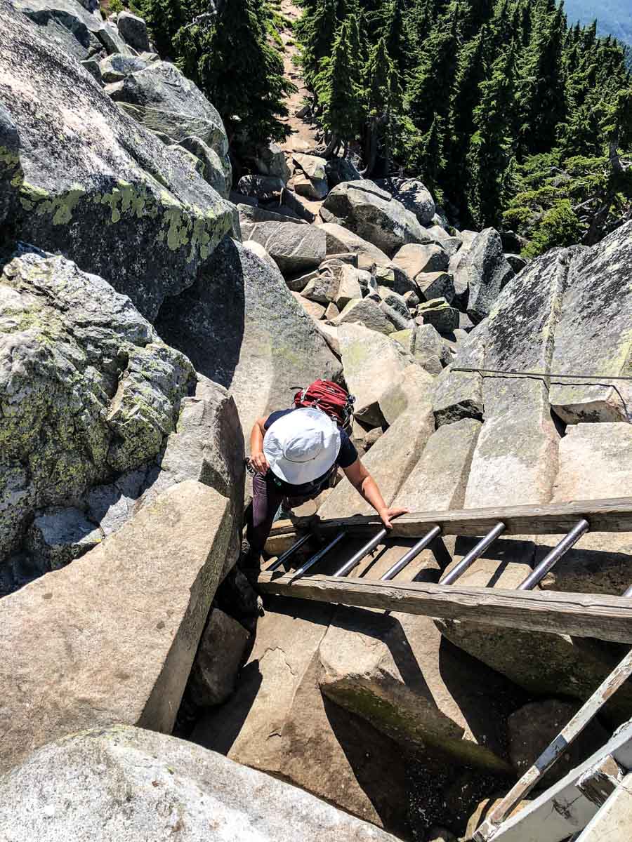 Climbing up the Mt Pilchuck Lookout Tower