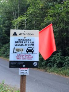 Hours for the gate to the upper parking area