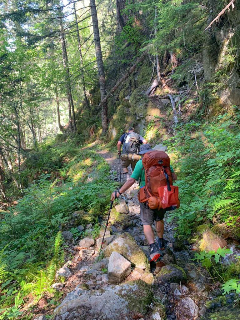 Starting the climb to Golden Lakes