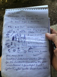 Trail register at Golden Lakes Patrol Cabin