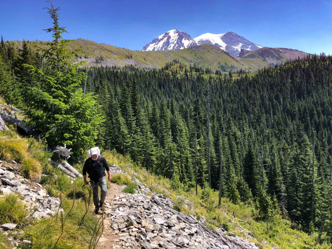 Derek on the climb to Golden Lakes