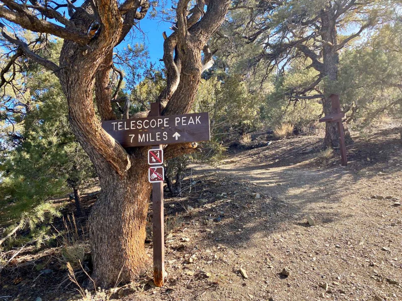 Telescope Peak Trailhead sign and register