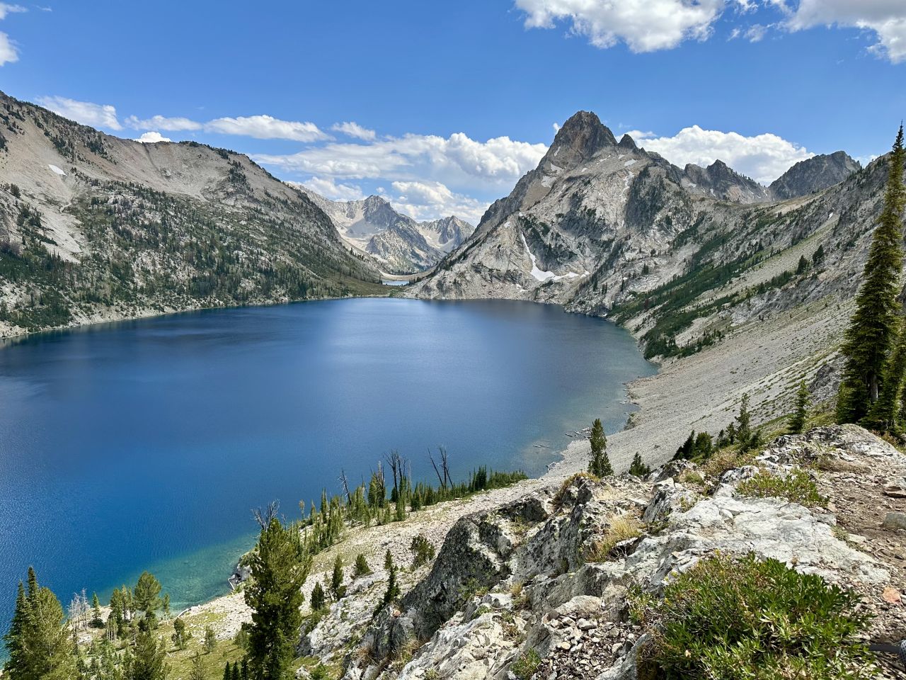 Looking down at Sawtooth Lake